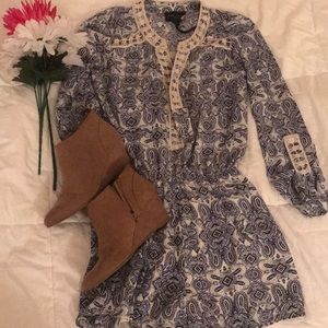 Blue and white romper